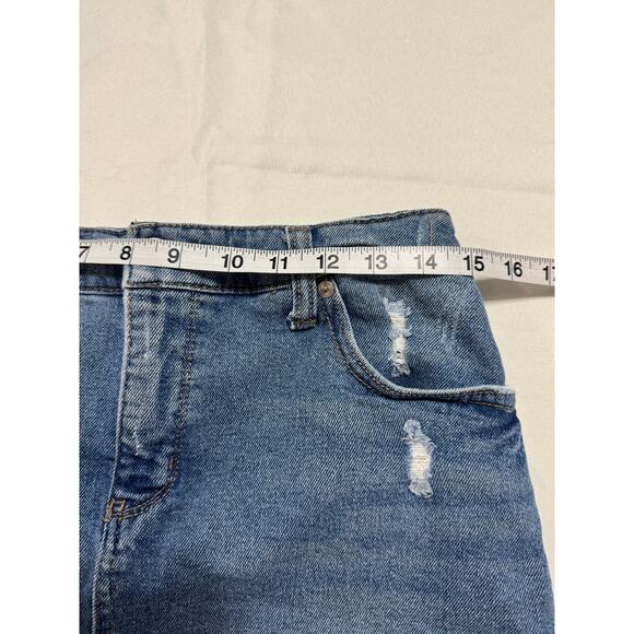 Wild Fable Distressed Denim Mini Skirt Size 8 Raw Hem Preppy Style - Picture 4 of 5